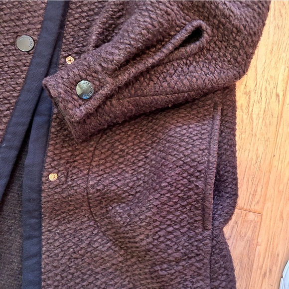SEE by CHLOE Wool Blend Hooded Coat Medium Brown Snap Closures Pockets - Picture 6 of 14